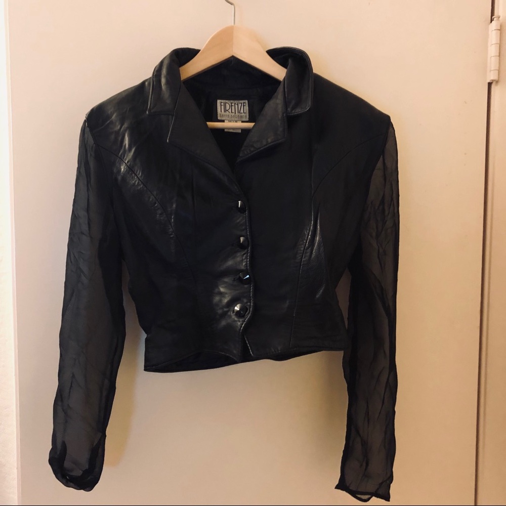 Vintage Firenze Santa Barbara Black Leather Jacket